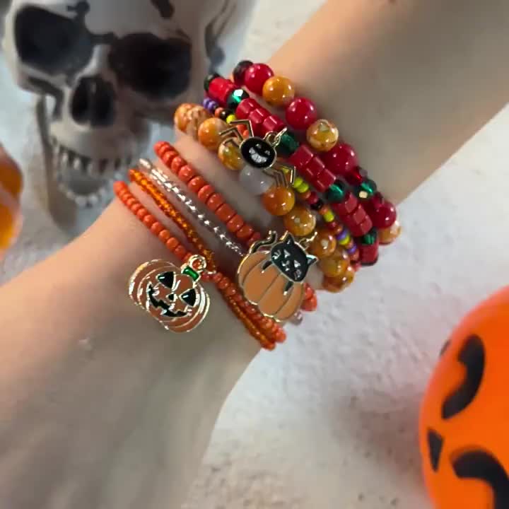 3pcs Halloween Themed Polymer Clay Beaded Bracelet Set